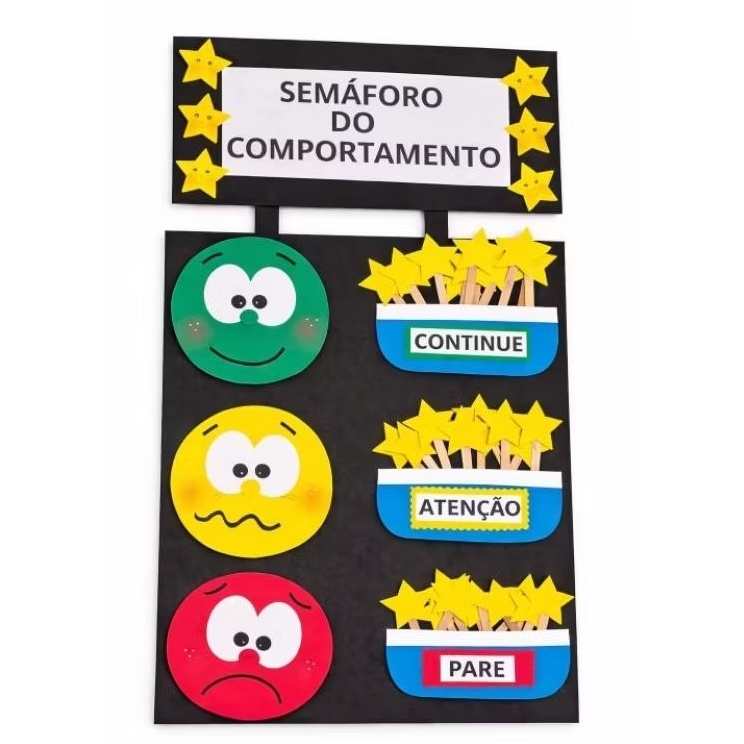 painel Recursos Pedagógicos em EVA – Material didático decoração Infantil Escolar chamada/ cores/ semáforo em Oferta na Shopee