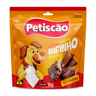 Bifinho Petiscão Sabor Carne 1KG - Tablete Mastigável para Cachorro - Petisco para cães