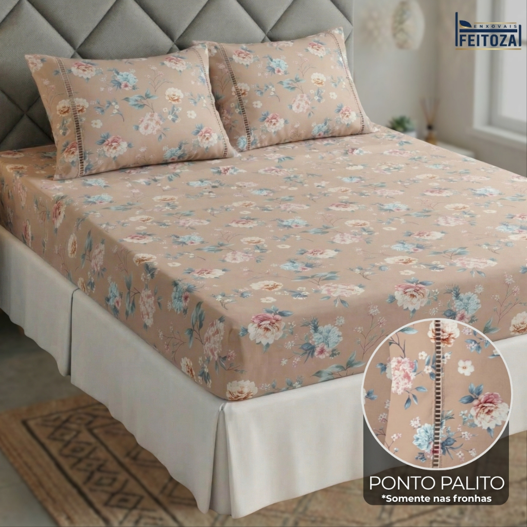 Jogo de Cama 400 Fios Casal Roupa de Cama Queen e Lençol Solteiro Tecido Aveludado Macio Premium,