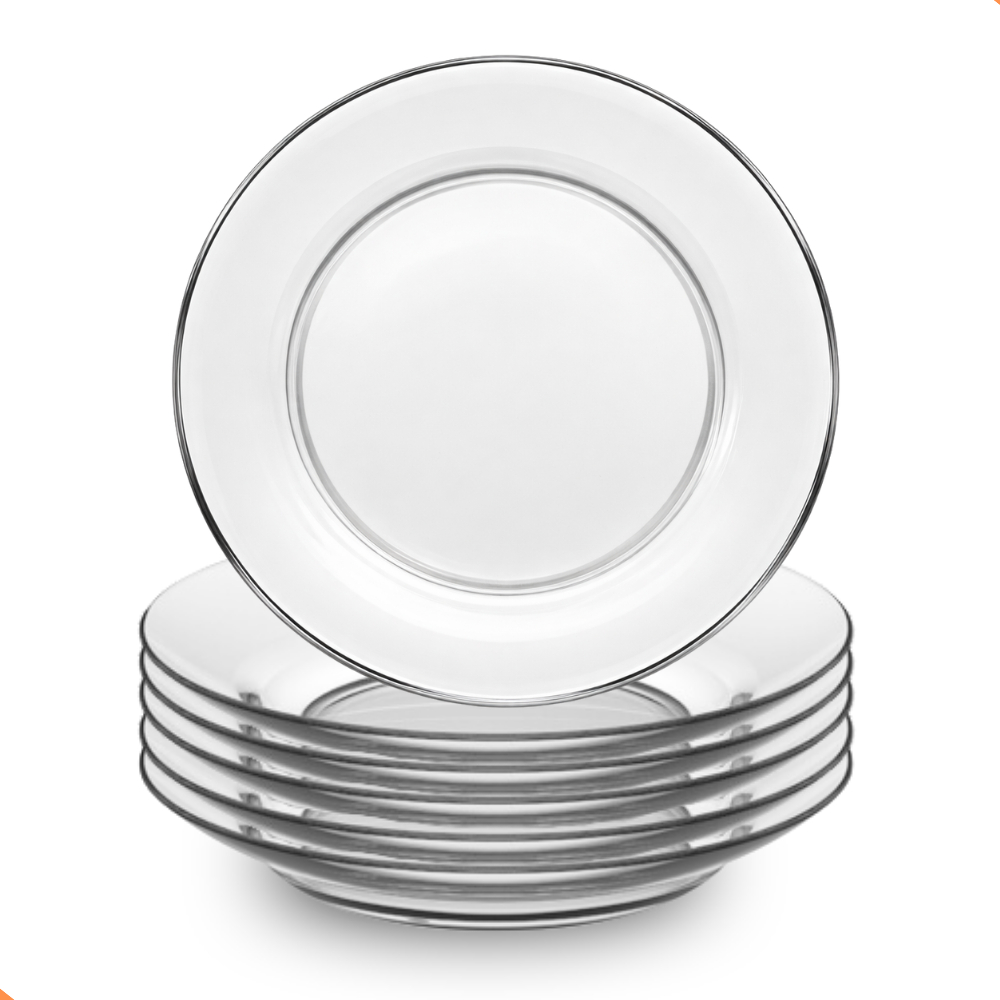 Jogo De Pratos Fundos Kit 6 Peças Em Vidro Almoço E Jantar