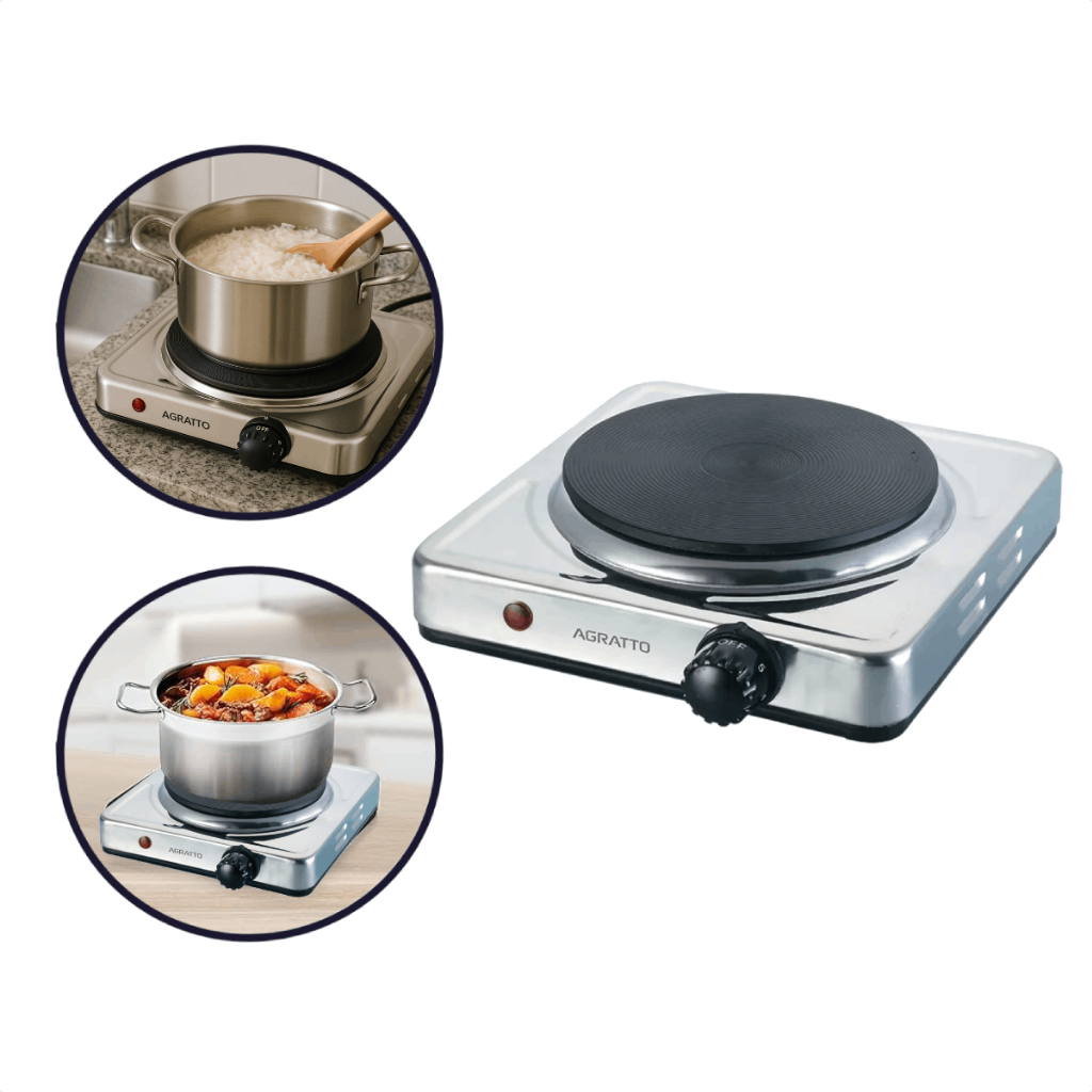 Fogão Elétrico de Mesa 1 Prato Inox 127V 1500W Aço Inoxidavél