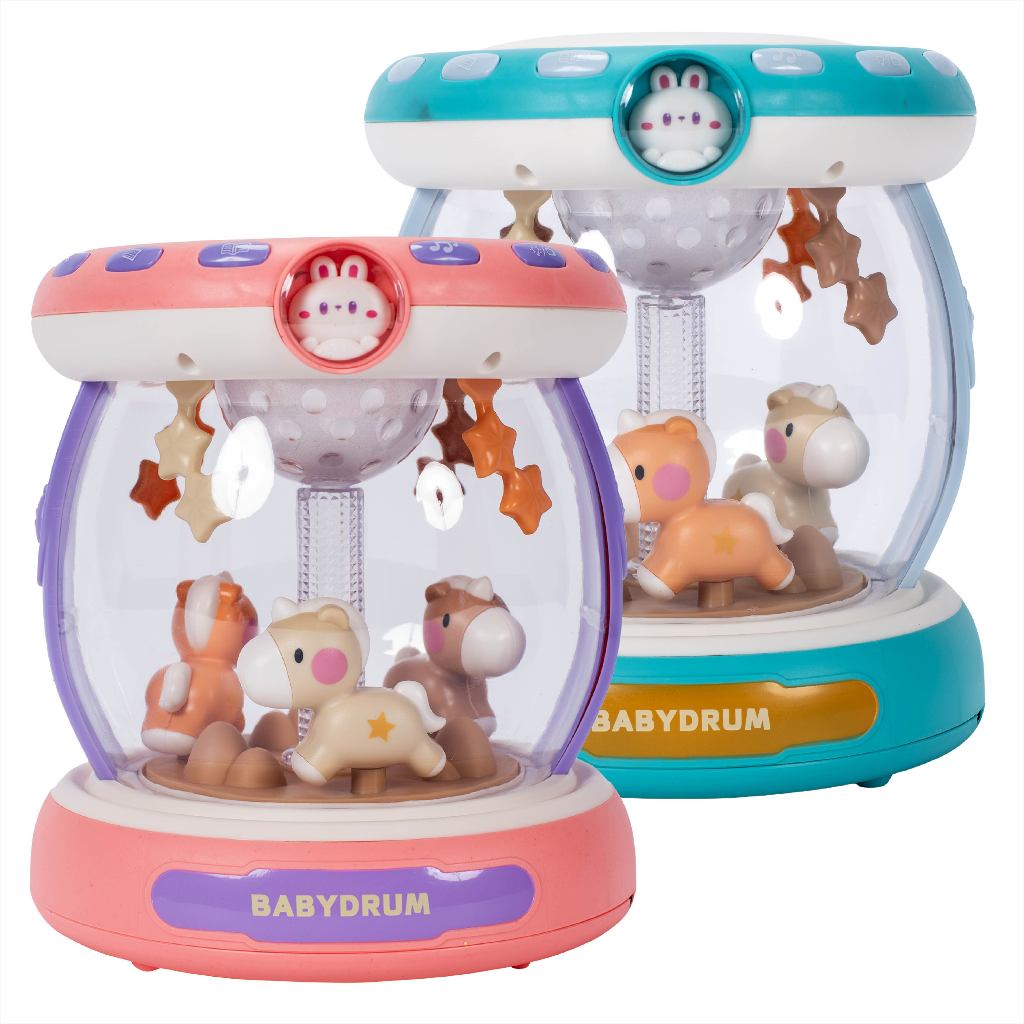 Brinquedo tambor carrossel giratório recarregável com sons suaves e luzes led para crianças USB em Oferta na Shopee