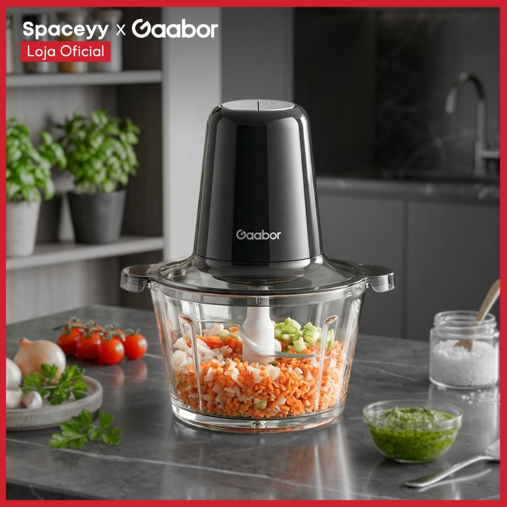2L Processador de Alimentos Moedor de Carne Triturador Elétrico Legumes 4 lâminas 127V 220V Gaabor