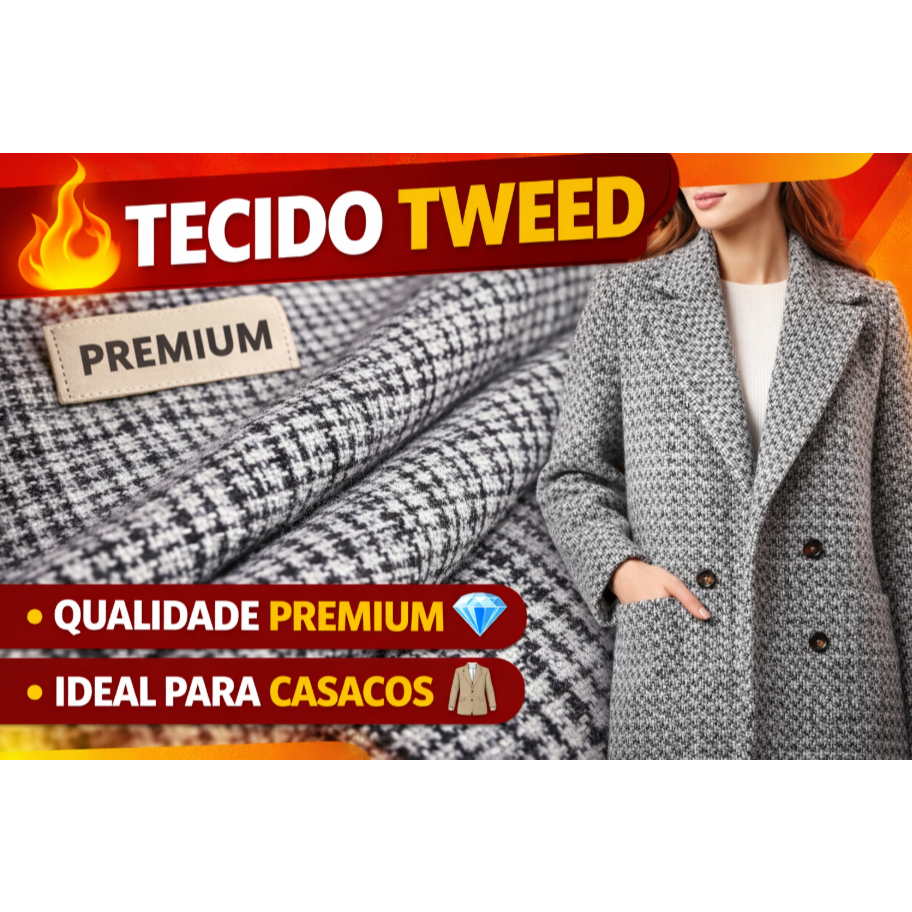 Tecido Tweed Premium – Ideal para Casacos de Inverno em Oferta na Shopee
