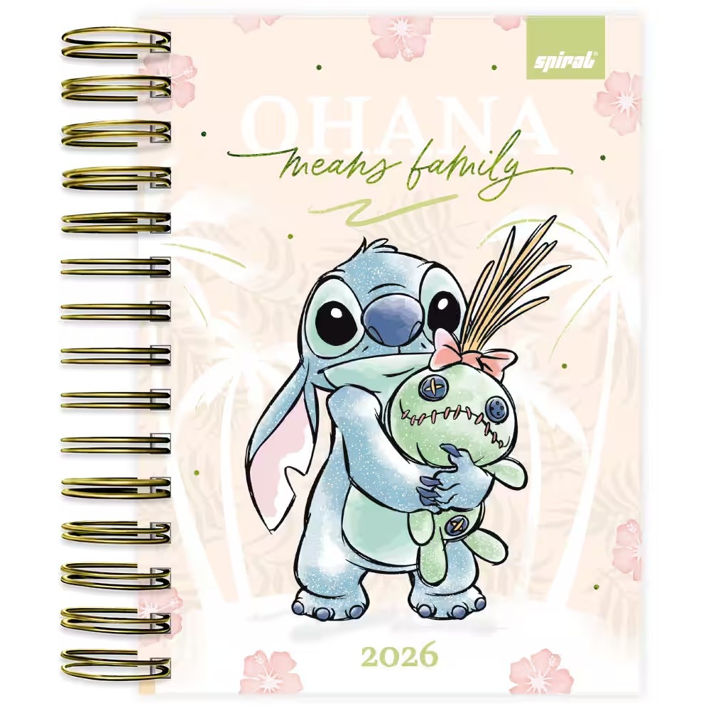 Agenda diária 2026, Stitch, 176 folhas Lilo & Stitch Disney Spiral