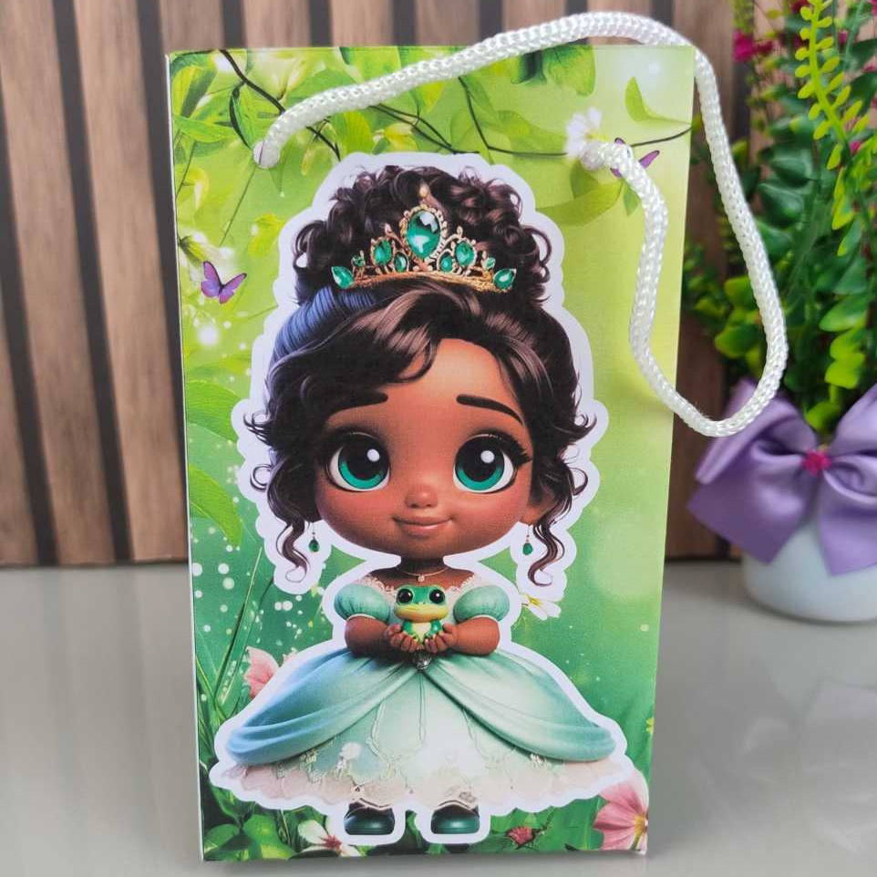 Sacolinha Surpresa Princesa Tiana Cute Lembrancinha de Aniversário Tamanho P 16x9,5cm  |