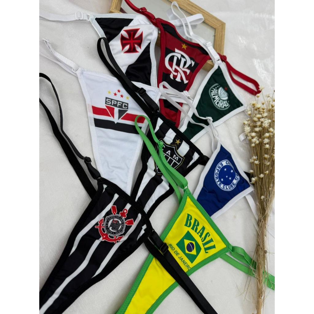 Calcinha Time de Futebol Estampada Calcinha Torcida Regulagem Feminina
