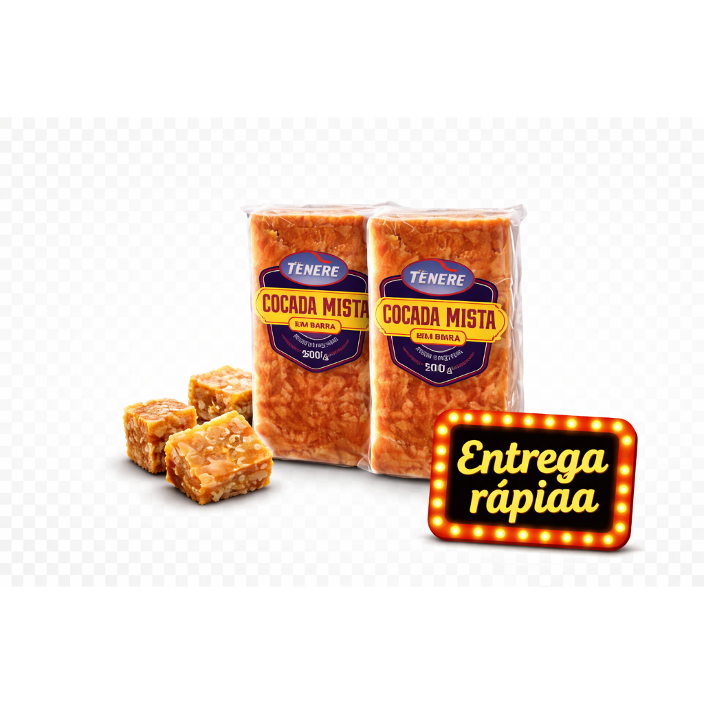 Cocada Mista em Barra 500g Doces Tenere Tradicional