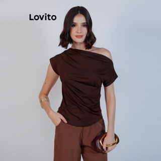 Lovito Blusa Elegante Feminina Decote Assimétrico BLB1019BRL1049 em Oferta na Shopee