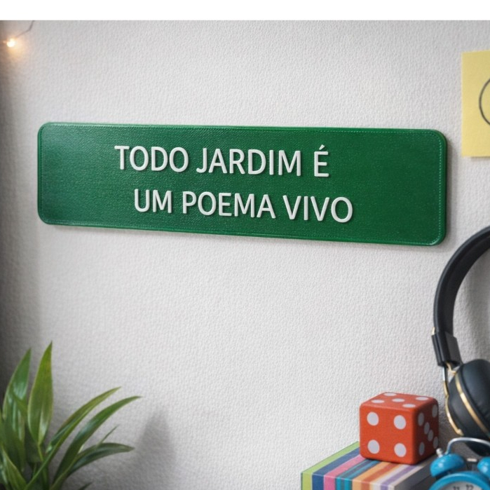 Placa decorativa Jardim 20x5cm Plaquinha PLA  frases divertidas Escrita em Relevo Poema Jardinagem