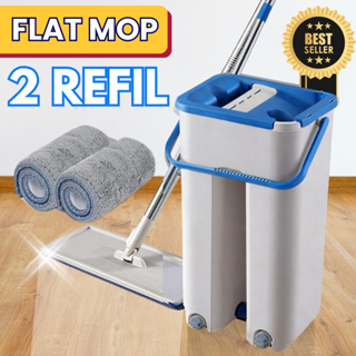 Rodo Flat Mop 2 Refil Microfibra Balde Lava Seca Vassoura Esfregão Mágico Tira Pó Limpeza Chão Piso em Oferta na Shopee