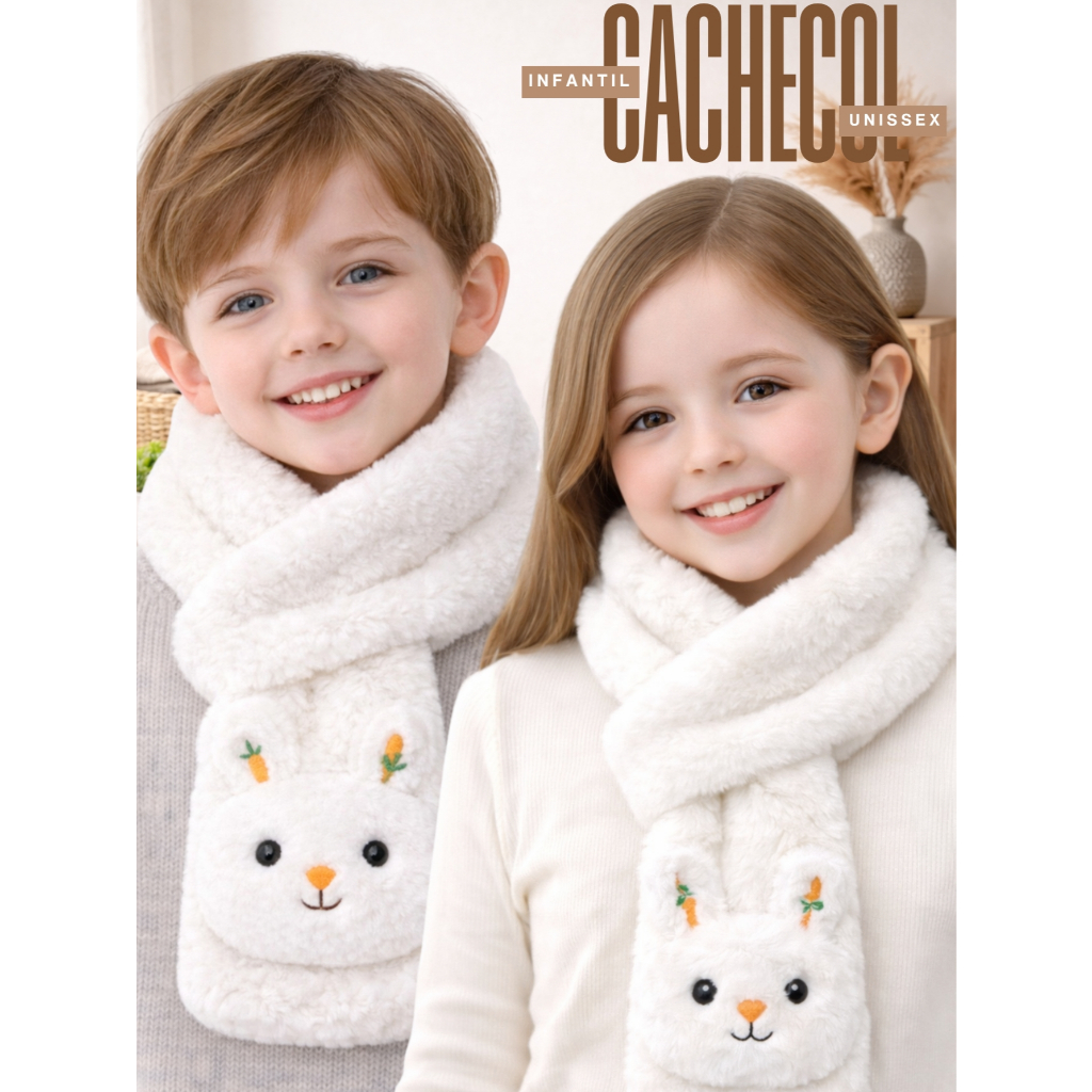 Cachecol Infantil Unissex Inverno Quentinho Pelucia Fofo