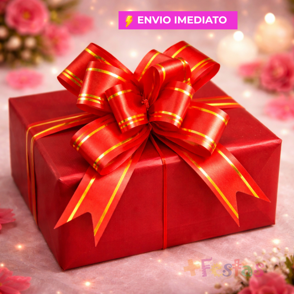 Kit 10/20/30/40/50 Laços Fita Presente Fácil Mágico Vermelho Presente Mães Namorados Tamanho P M G