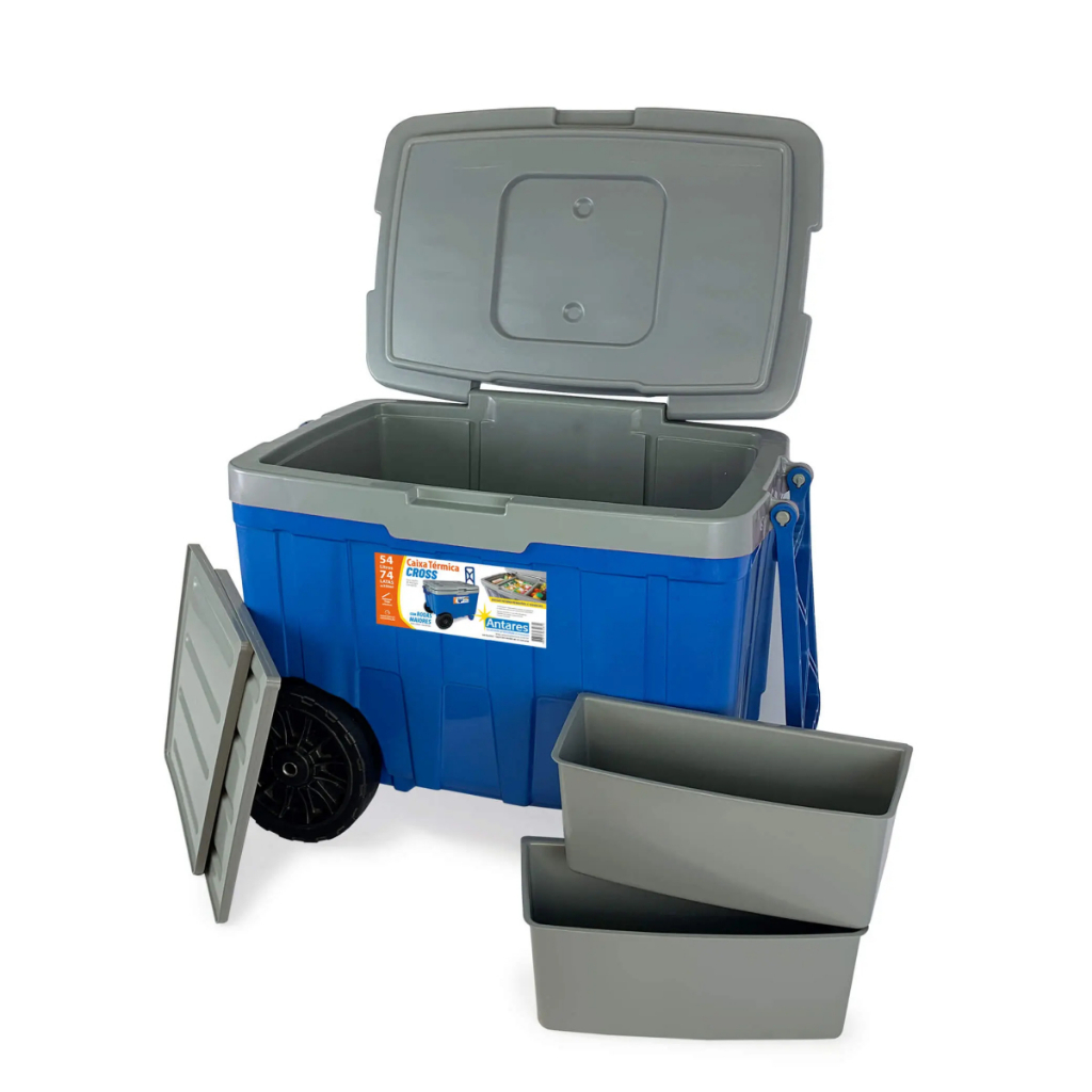 Caixa Térmica CROSS Cooler Grande 54L Com Rodas Resistente Praia Camping Pesca
