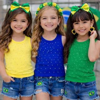 Regata Infantil Canelado Ribana Premium Com Detalhes Em Pedraria-Moda-Bloguerinha em Oferta na Shopee
