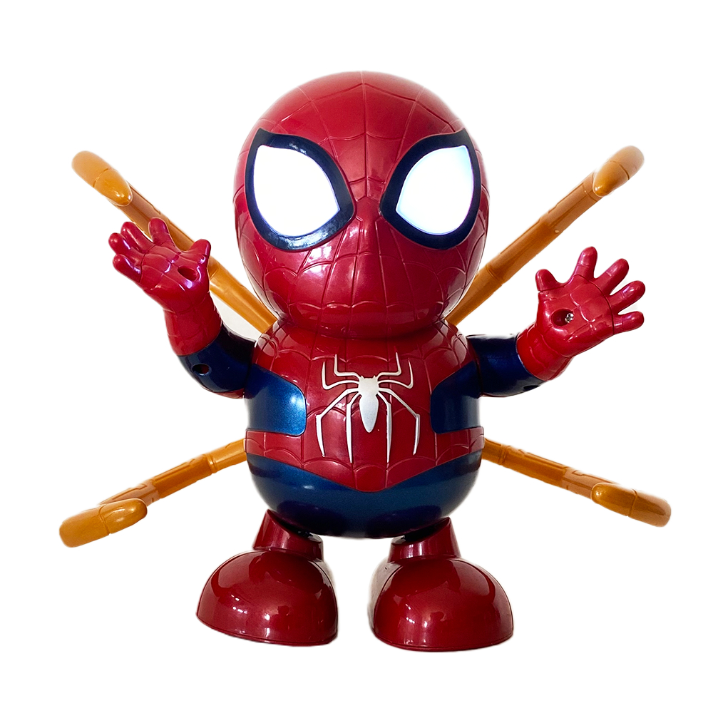 Boneco Homem Aranha Robô Dança Com Luz e Música Mexe Braços e Pernas Hulk Batman Homem de Ferro