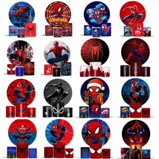 Painel Homem Aranh  Baby Aniversario + Trio Capa Cilindros Painel Redondo Decoração Homem Aranh Baby Painel Do Homem Ara em Oferta na Shopee
