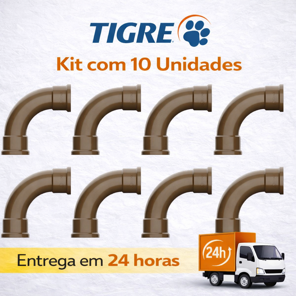 Curva Soldável 90º 25mm 3/4 Marrom Tigre - Kit com 10 Unidades - Conexão de Água