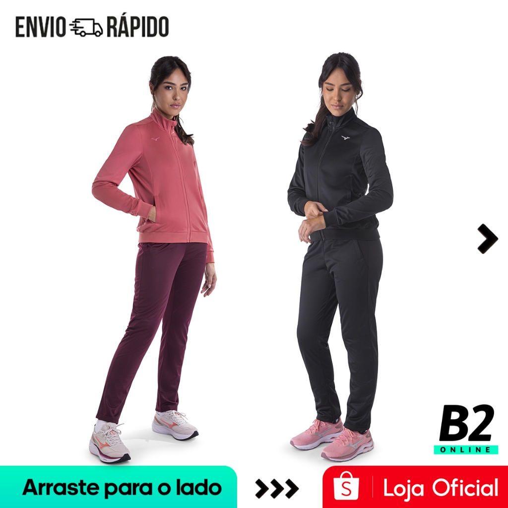 Conjunto Agasalho Mizuno Basic II Feminino Original com Nota Fiscal e Garantia