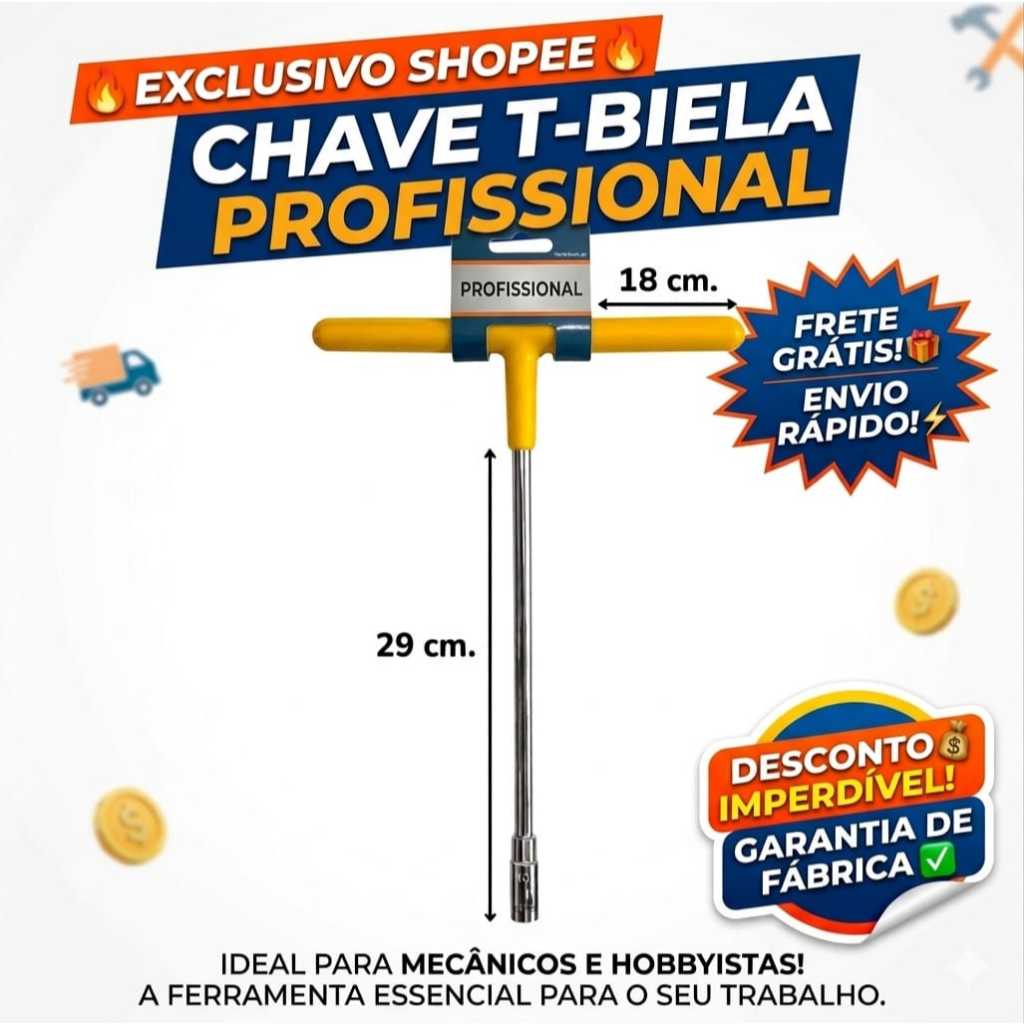 Chave canhão T Longa 8mm, 9mm,10mm,13mm, 17mm e 19mm - Idea