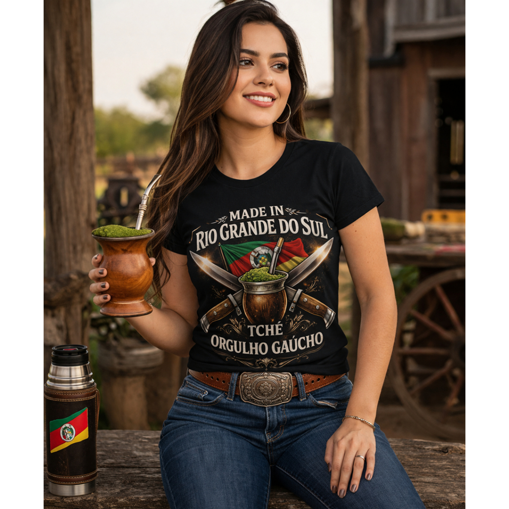 Camiseta Made in Rio Grande do Sul Tchê – Orgulho Gaúcho Estilo Agro Country Premium Masculina/Feminina