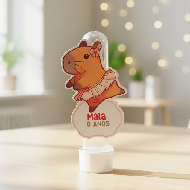Apliques para Tubete Capivara Bailarina | Tags Personalizadas Aniversário Lembrancinhas Mimos