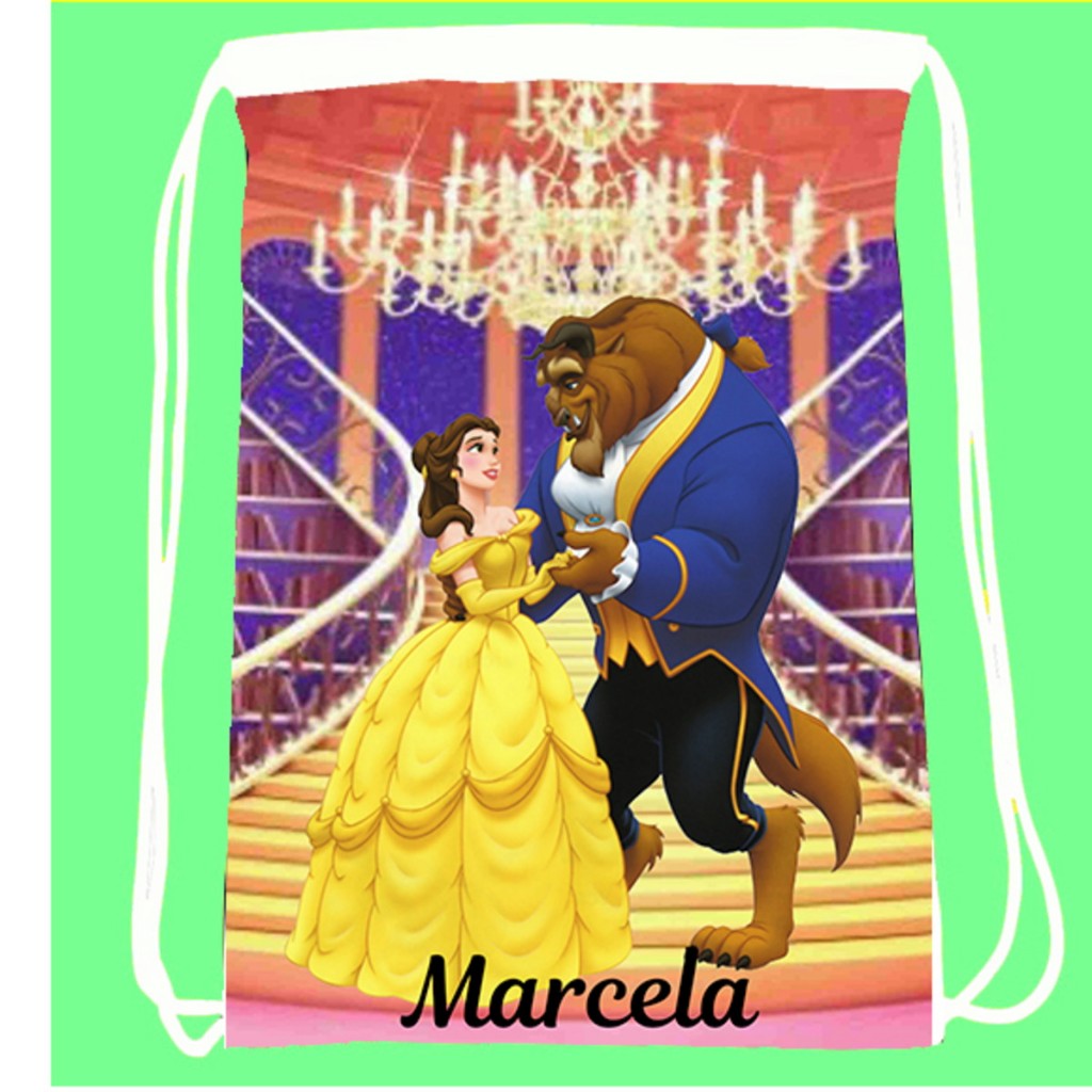 Mochilinha Personalizada Sacolinha  A bela e a Fera - Mochila Aniversario Lembrancinha  Aniversário Bela e Fera