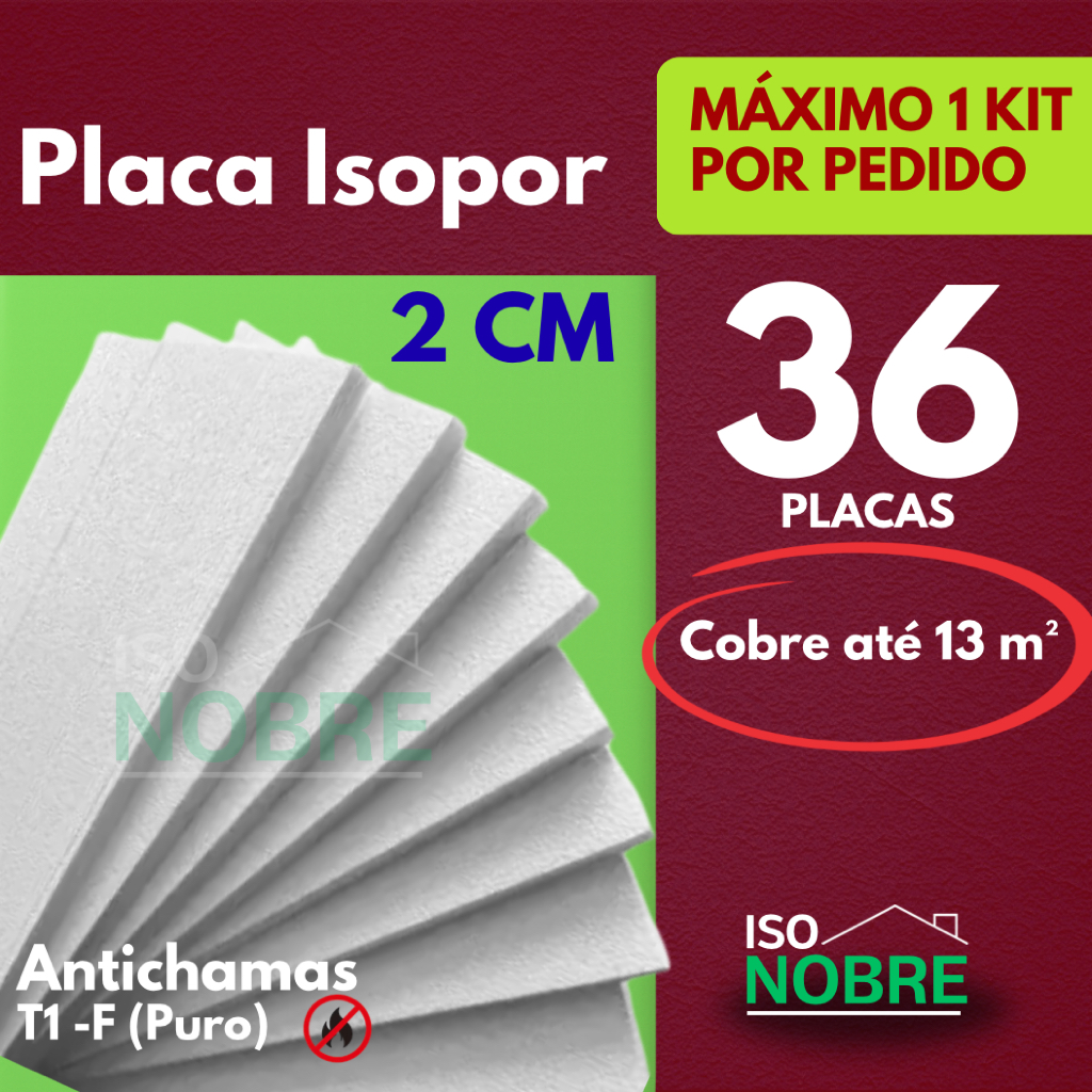36 Placas de Isopor EPS (20x400x900 ) 2cm Antichamas | forro, Isolante Térmico e Fácil Instalação para construção