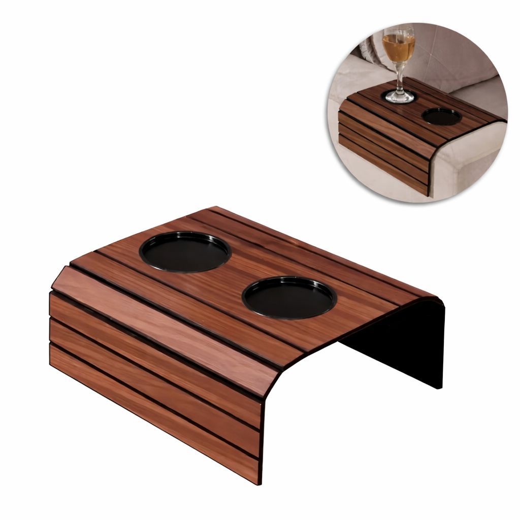 Esteira Flexível em MDF Com Suporte Para Braço Sofá Com 2 Porta Copos Design Moderno em Oferta na Shopee