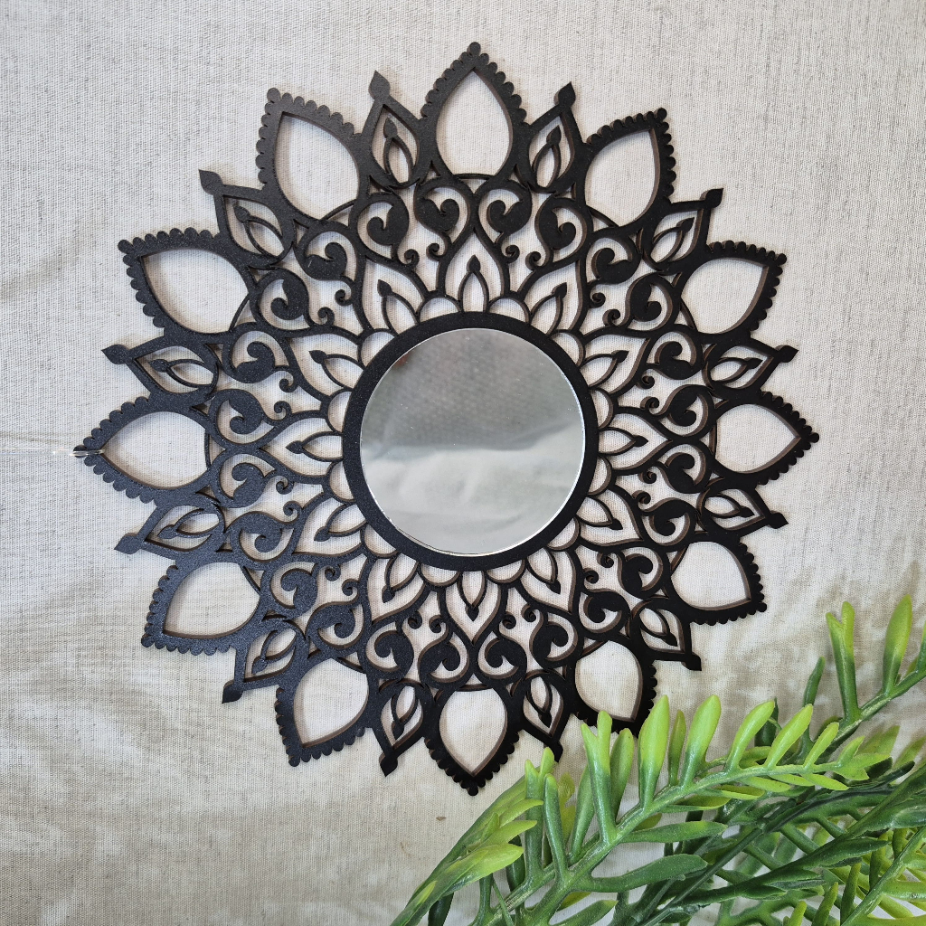 ESPELHO DECORATIVO MANDALA FLORAL MDF + ACRILICO 15/20/25CM