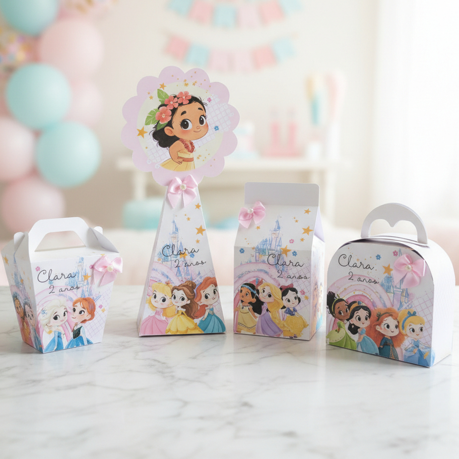 Kit Caixas Princesas Disney Baby Personalizada - Lembrancinha de Festa / Aniversário