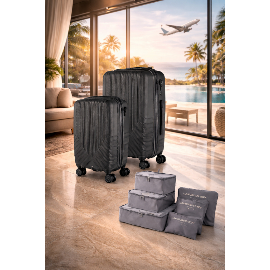 Kit Mala Bordo 10kg + Mala Grande 35kg em Polipropileno – Linha Maldivas Ganhe 6 Organizadores de Mala;Envios