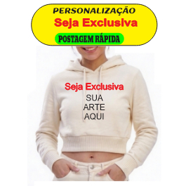 Blusa DE MOLETO CROPPED Frio com Capuz | Estampa Personalizada Alta Qualidade em Diversas Cores