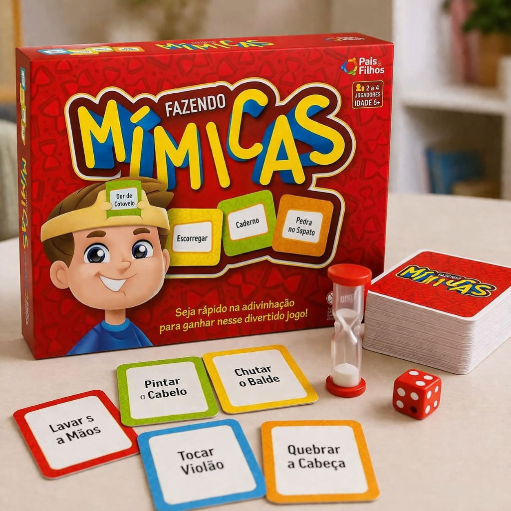 Jogo Fazendo Mímicas de Adivinhação Brinquedo Pais e Filhos Infantil De Familia