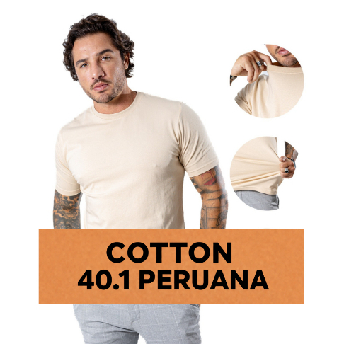 Camisa Camiseta Algodão Para Homem Slin Fit Original Com Elastano P ao G1 Peruana Premium