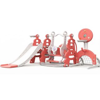 Playground Infantil Brinquedo Multifunções 6x1 Escorregador com Balanço Cesta de Basquete…