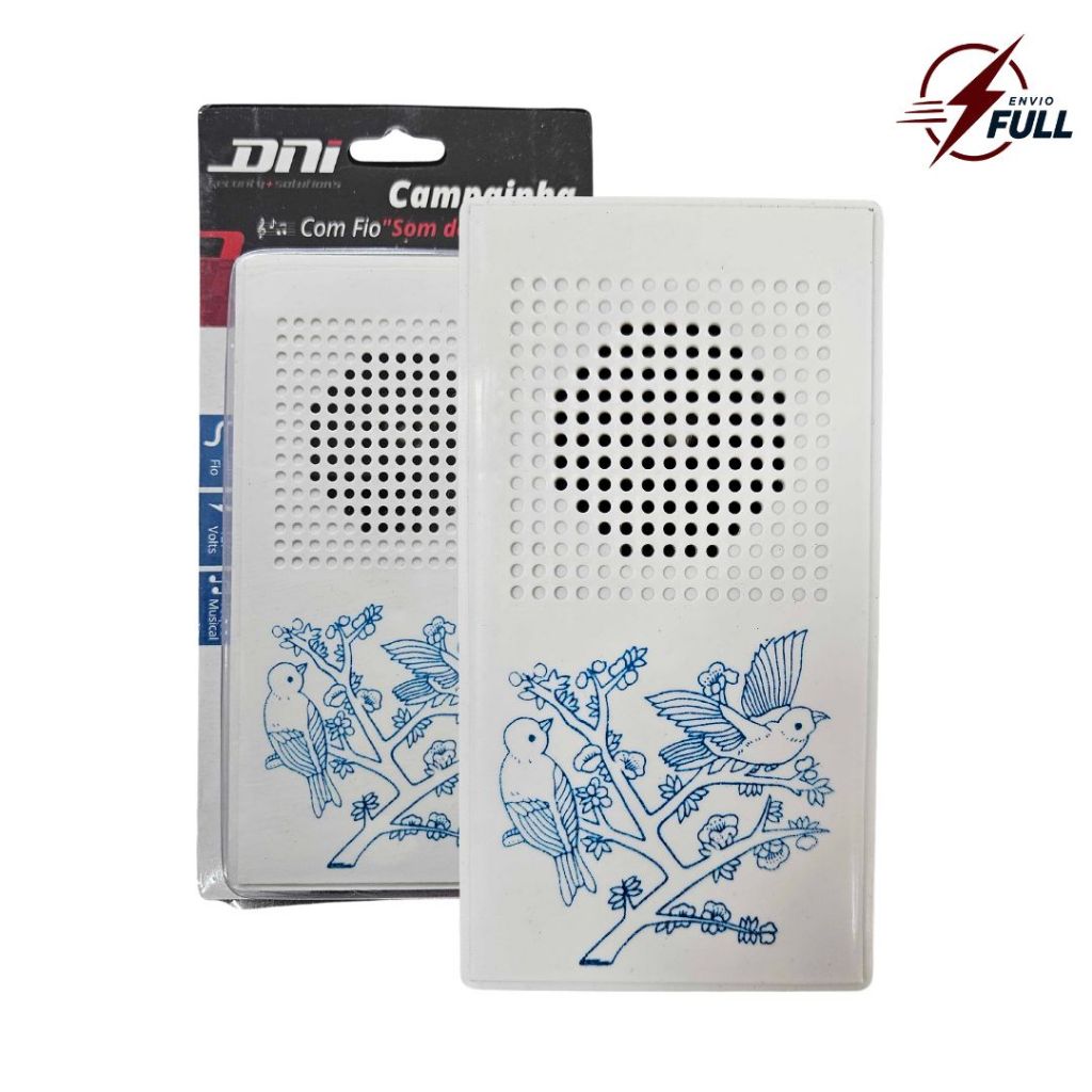 Campainha Residencial Eletrônica com fio Som de Pássaros 127V DNI 6340 Campainha Canto de Pássaros