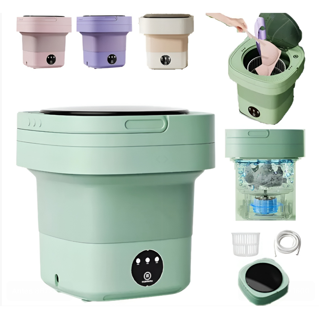 Mini Máquina de Lavar Roupa 6,5 L Dobrável Portátil Moderna Máquina de Lavar Automática