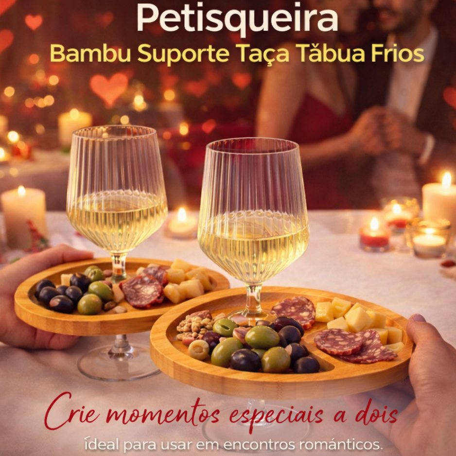 Bandeja Petisqueira Bambu Suporte Taça Tábua Frios Servir Petisco Luxo