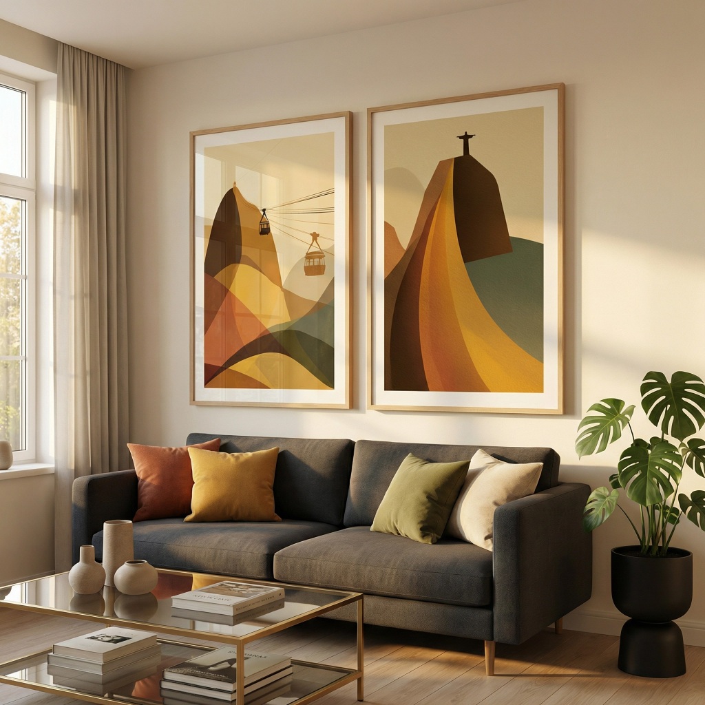 Imagem Quadro Brasilidades Rio De Janeiro Quadro Com Moldura Kit 2 Quadros Decorativos Cristo Redentor