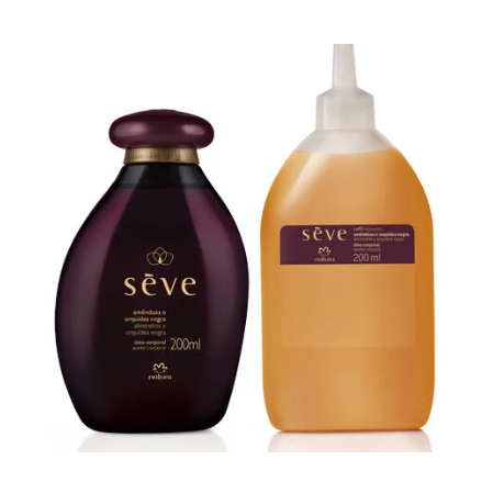 KIT Óleo Desodorante Corporal Seve Amêndoas Doces Intensas, Orquídea Negra Frasco + Refil 200ml