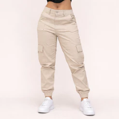 Calça Cargo Feminina Jogger Cintura Alta Com Bolso Lateral Com Lycra Streetwear Stillger