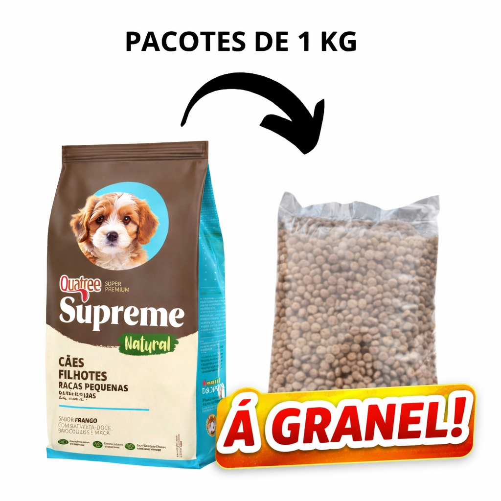 Quatree Supreme Natural Cães Filhotes Raças Pequenas 1KG À Granel