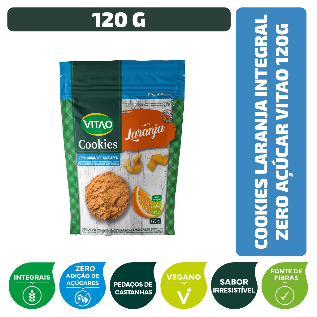 Cookies Laranja Integral Zero Açúcar Vitao 120 g