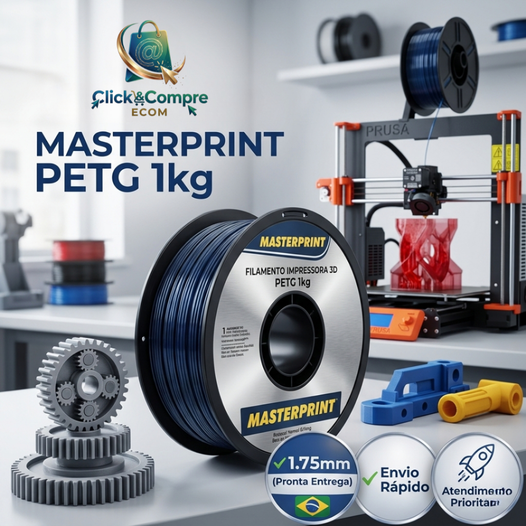Filamento PETG PLA 1Kg 1.75mm MasterPrint Premium Alta Resistência p/ Impressora 3D – Várias Cores