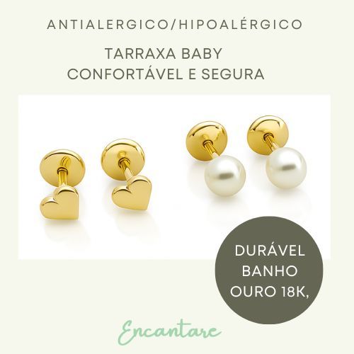 Kit 2 Pares Brincos Baby Infantil Antialérgico Dourado Bebê Recém Nascido Presente Batizado Feminino