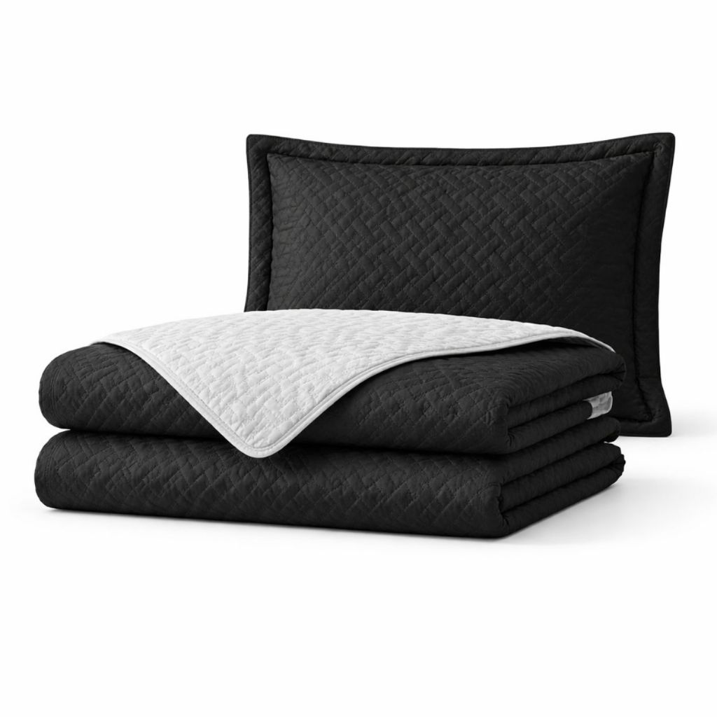 Cocha Coxa Colcha Cobre Leito Jogo Roupa Cama Solteiro 2 Pçs Simples Basico Dupla Face Preto Branco