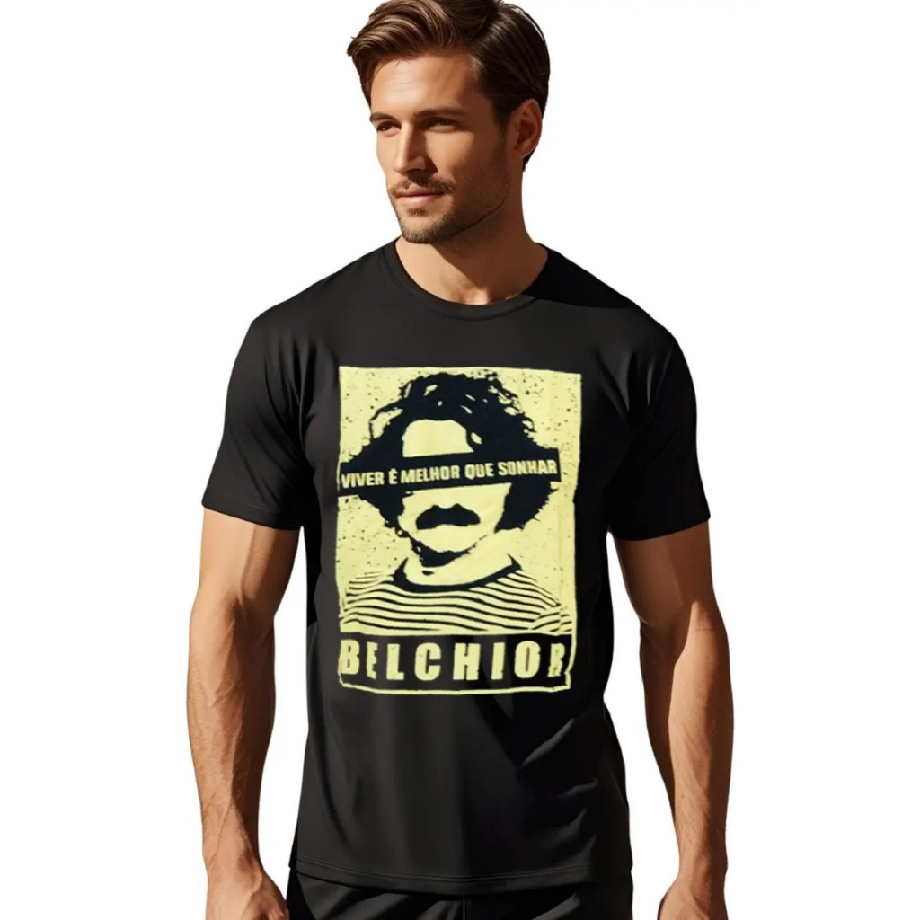 Camiseta Slim Algodão Masculina Belchior Camiseta Belchior Viver É Melhor Do Que Sonhar