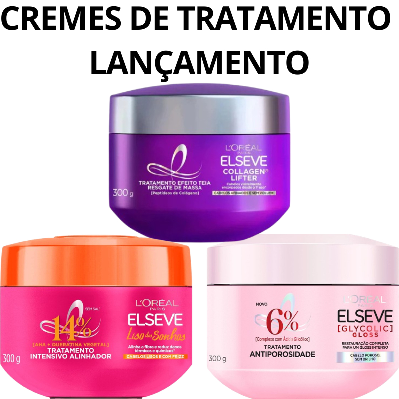 LANÇAMENTO MÁSCARAs ELSEVE COLÁGENO LIFTER EFEITO TEIA RESGATE MÁSCARA GLYCOLIC GLOSS MÁSCARA LISO DOS SONHOS 300G em Oferta na Shopee