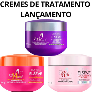 LANÇAMENTO MÁSCARAs ELSEVE COLÁGENO LIFTER EFEITO TEIA RESGATE MÁSCARA GLYCOLIC GLOSS MÁSCARA LISO DOS SONHOS 300G em Oferta na Shopee